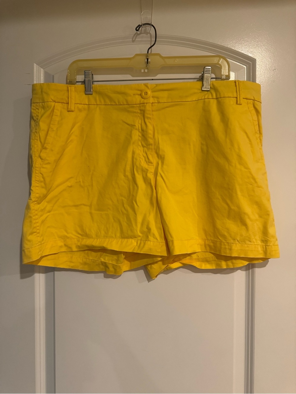 crown & ivy Yellow Cotton Bermuda Shorts